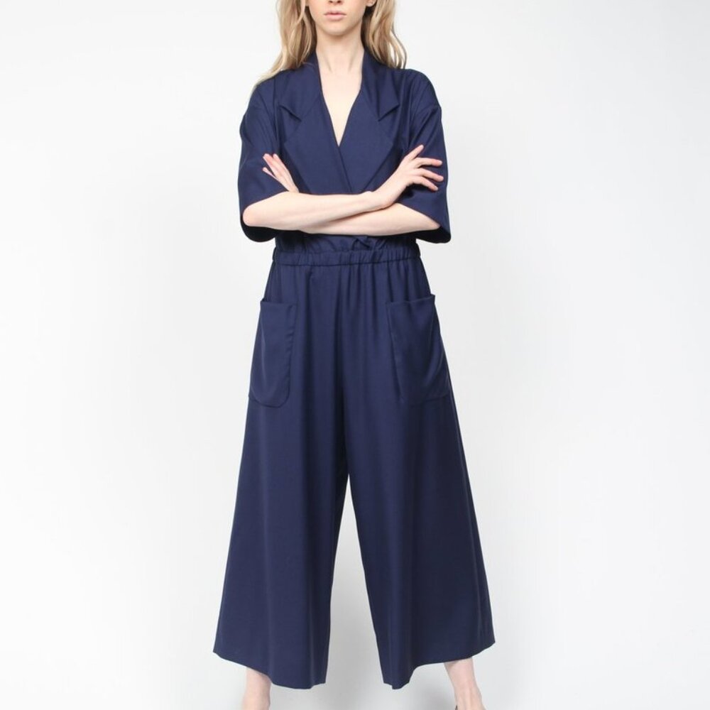 Rodebjer Small Talia Spring Jumpsuit in Navy 100% Wool